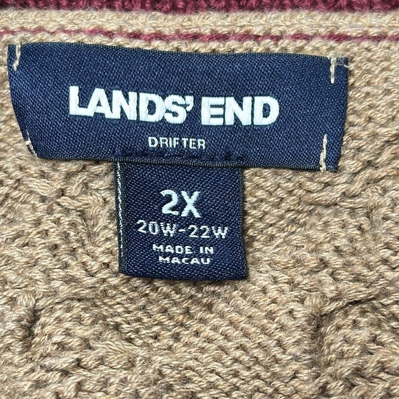 Lands' End Women's Heavy Cotton Cable Drifter Shawl Collar Cardigan Sweater, 2X - Picture 2 of 9